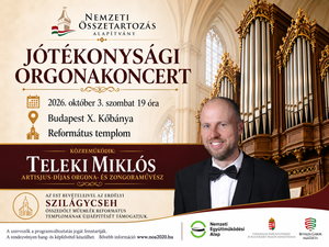 Különleges zenei élményre várják az érdeklődőket 2026. október 3-án, szombaton 19 órától a Budapest X. kerületi Kőbányai Református Templomban, ahol jótékonysági orgonakoncertre kerül sor.