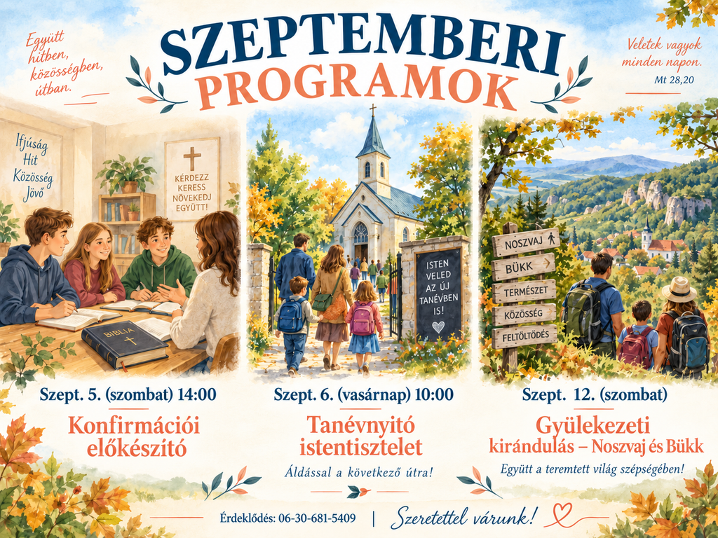 Szeptemberi programok - Kőbányai református egyházközség